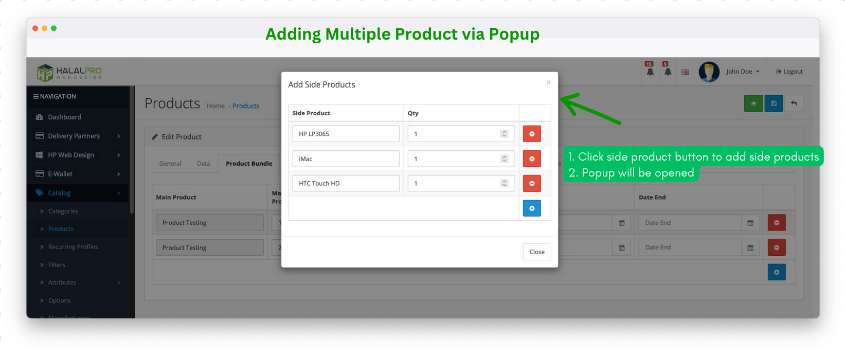 adding multiple product bundle on opencart